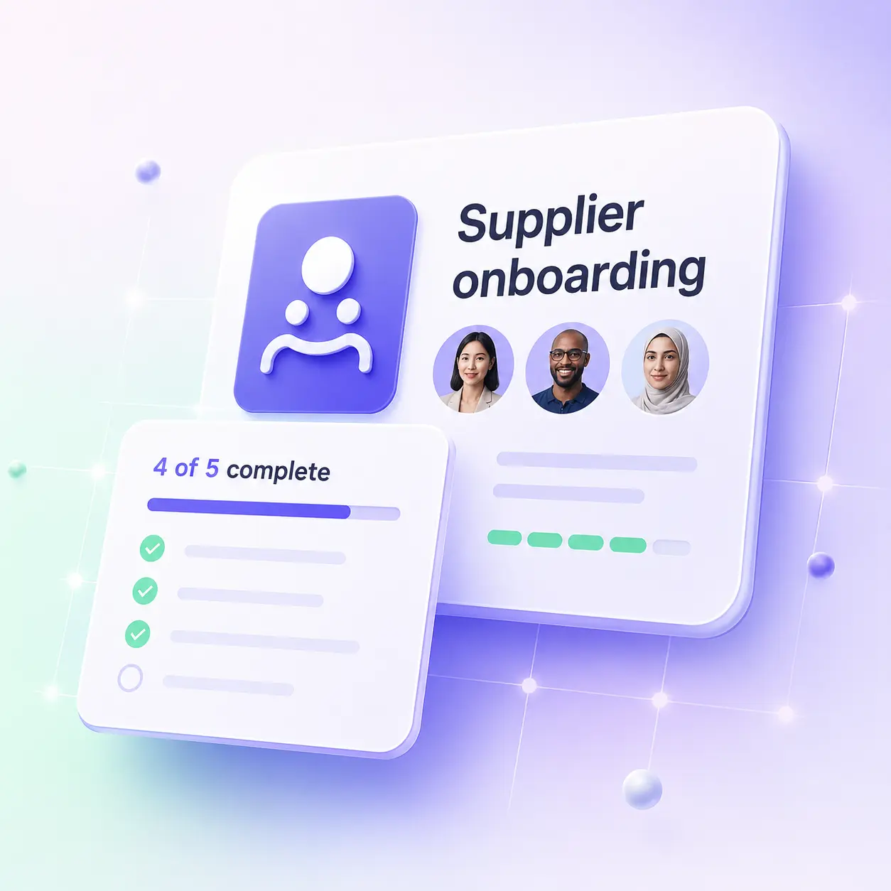 Supplier onboarding — track document collection progress per supplier